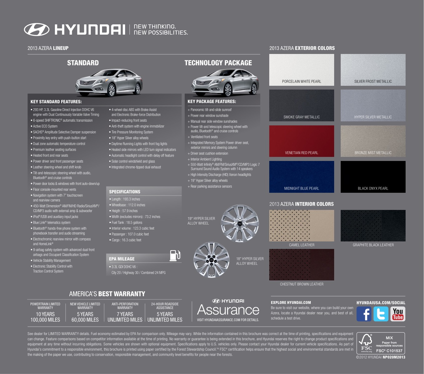 2013 Hyundai Azera Brochure Page 1